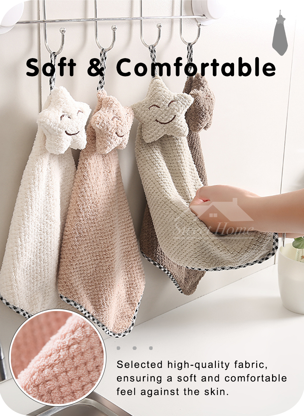 Mix Colour Ins Style Cute Star Hand Towel-3